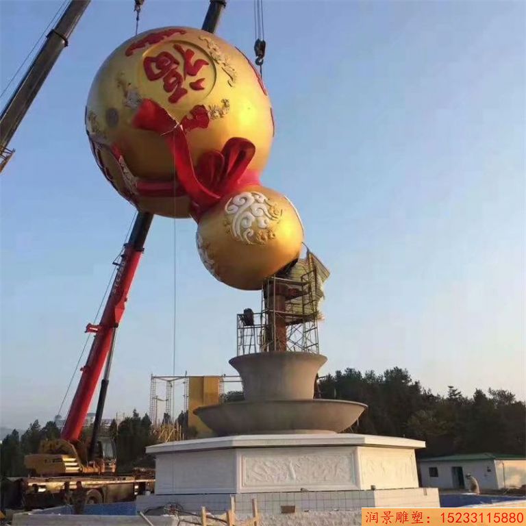 不锈钢葫芦流水雕塑 喷泉葫芦雕塑生产厂家