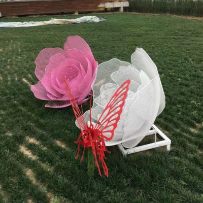 不锈钢花朵镂空雕塑生产厂家 小区摆件