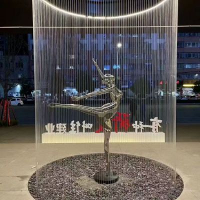 不锈钢镜面芭蕾舞人物雕塑